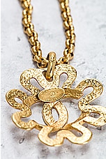 FWRD Renew Chanel Coco Mark Clover Necklace in Light Gold, view 5, click to view large image.