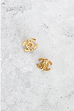 FWRD Renew Chanel Turnlock Clip On Earrings in Light Gold, view 3, click to view large image.