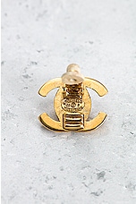 FWRD Renew Chanel Turnlock Clip On Earrings in Light Gold, view 4, click to view large image.