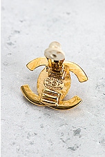FWRD Renew Chanel Turnlock Clip On Earrings in Light Gold, view 5, click to view large image.