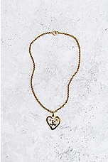 FWRD Renew Chanel Coco Mark Heart Necklace in Gold, view 2, click to view large image.