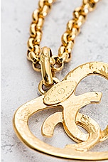 FWRD Renew Chanel Coco Mark Heart Necklace in Gold, view 6, click to view large image.