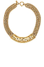 FWRD Renew Chanel Logo Chain Necklace in Gold, view 1, click to view large image.
