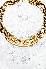 FWRD Renew Chanel Logo Chain Necklace in Gold, view 3, click to view large image.