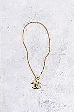 FWRD Renew Chanel Coco Mark Necklace in Light Gold, view 2, click to view large image.