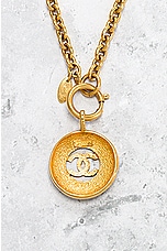 FWRD Renew Chanel Coco Mark Necklace in Light Gold, view 3, click to view large image.