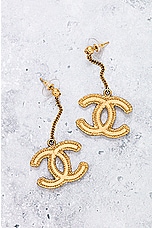 FWRD Renew Chanel Coco Mark Dangle Earrings in Light Gold, view 2, click to view large image.