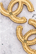 FWRD Renew Chanel Coco Mark Dangle Earrings in Light Gold, view 4, click to view large image.