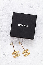 FWRD Renew Chanel Coco Mark Dangle Earrings in Light Gold, view 7, click to view large image.
