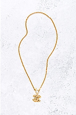 FWRD Renew Chanel Coco Mark Quilted Necklace in Gold, view 2, click to view large image.
