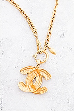 FWRD Renew Chanel Coco Mark Quilted Necklace in Gold, view 4, click to view large image.