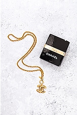FWRD Renew Chanel Coco Mark Quilted Necklace in Gold, view 8, click to view large image.
