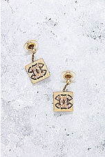 FWRD Renew Chanel Coco Mark Drop Earrings in Light Gold, view 2, click to view large image.