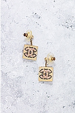 FWRD Renew Chanel Coco Mark Drop Earrings in Light Gold, view 3, click to view large image.