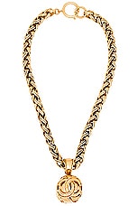 FWRD Renew Chanel Coco Mark Chain Necklace in Gold, view 1, click to view large image.
