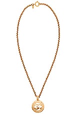 FWRD Renew Chanel Coco Mark Pendant Necklace in Gold, view 1, click to view large image.