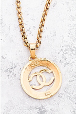 FWRD Renew Chanel Coco Mark Pendant Necklace in Gold, view 4, click to view large image.