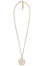 FWRD Renew Chanel Coco Mark Camellia Necklace in Light Gold, view 1, click to view large image.