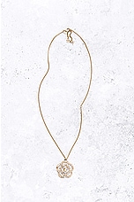 FWRD Renew Chanel Coco Mark Camellia Necklace in Light Gold, view 2, click to view large image.