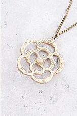 FWRD Renew Chanel Coco Mark Camellia Necklace in Light Gold, view 3, click to view large image.