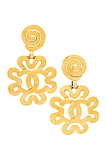 FWRD Renew Chanel 1995 CC Clover Earrings in Gold, view 1, click to view large image.