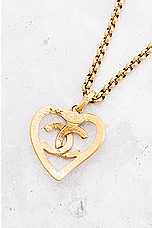 FWRD Renew Chanel 1995 Coco Mark Heart Necklace in Gold, view 4, click to view large image.