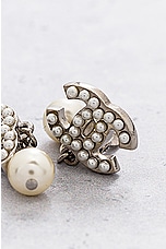 FWRD Renew Chanel Coco Mark Pearl Earrings in Silver, view 5, click to view large image.