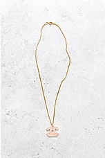 FWRD Renew Chanel Coco Mark Rhinestone Necklace in Gold, view 2, click to view large image.