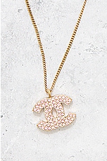 FWRD Renew Chanel Coco Mark Rhinestone Necklace in Gold, view 4, click to view large image.