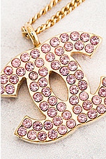 FWRD Renew Chanel Coco Mark Rhinestone Necklace in Gold, view 7, click to view large image.