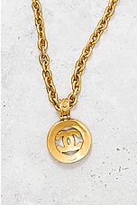 FWRD Renew Chanel Coco Mark Necklace in Gold, view 4, click to view large image.