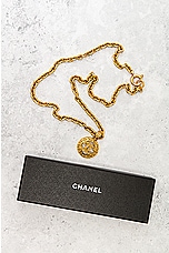 FWRD Renew Chanel Coco Mark Necklace in Gold, view 9, click to view large image.
