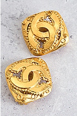 FWRD Renew Chanel Coco Mark Earrings in Gold, view 6, click to view large image.