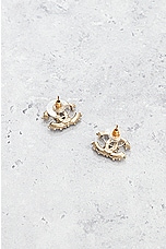 FWRD Renew Chanel Coco Mark Rhinestone Earrings in Light Gold, view 3, click to view large image.