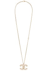 FWRD Renew Chanel Coco Mark Pendant Necklace in Light Gold, view 1, click to view large image.