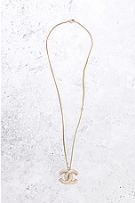 FWRD Renew Chanel Coco Mark Pendant Necklace in Light Gold, view 2, click to view large image.