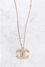 FWRD Renew Chanel Coco Mark Pendant Necklace in Light Gold, view 3, click to view large image.