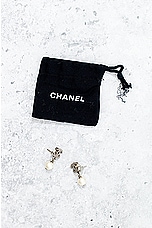 FWRD Renew Chanel Coco Mark Pearl Earrings in Silver, view 6, click to view large image.