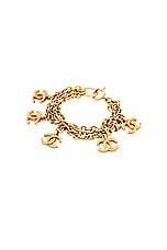 FWRD Renew Chanel Coco Mark Chain Bracelet in Gold, view 1, click to view large image.