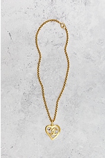 FWRD Renew Chanel Coco Mark Heart Necklace in Gold, view 2, click to view large image.