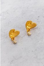 FWRD Renew Chanel Coco Heart Clip-On Earrings in Gold, view 3, click to view large image.