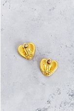 FWRD Renew Chanel Coco Heart Clip-On Earrings in Gold, view 4, click to view large image.