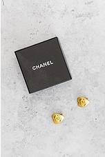 FWRD Renew Chanel Coco Heart Clip-On Earrings in Gold, view 5, click to view large image.