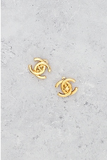 FWRD Renew Chanel Turnlock Clip-On Earrings in Gold, view 2, click to view large image.