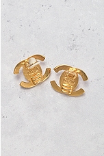 FWRD Renew Chanel Turnlock Clip-On Earrings in Gold, view 4, click to view large image.