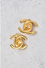 FWRD Renew Chanel Turnlock Clip-On Earrings in Gold, view 5, click to view large image.