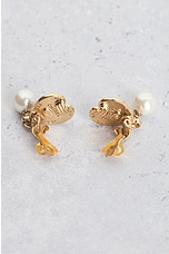 FWRD Renew Chanel Coco Heart Pearl Clip-On Earrings in Gold, view 4, click to view large image.