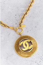 FWRD Renew Chanel Coco Mark Pendant Necklace in Gold, view 3, click to view large image.