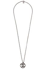 FWRD Renew Chanel Coco Mark Pendant Necklace in Gunmetal, view 1, click to view large image.
