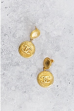 FWRD Renew Chanel Coco Mark Earrings in Gold, view 2, click to view large image.